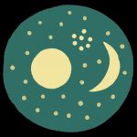 Eerste fase: 32 gouden stippen zijn de Plejaden en andere sterren. Verder zie je een kleine maansikkel in goud en een ronde cirkel: de zon of de volle maan.